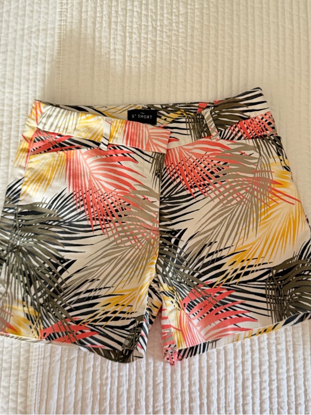 White House Black Market Women’s Tropical Print Shorts in Coral, Yellow & Olive